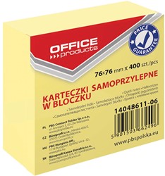 OFFICE products bloc mémo, 76 x 76 mm, 400 feuilles, jaune
