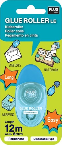 PLUS dérouleur de colle, 6 mm x 12 m, bleu, blister de 1 pièce