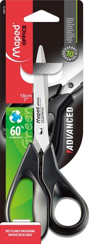 Maped schaar Advanced, ft 18 cm, rechts, scherpe punt, RVS, zwart, blister van 1 stuk-2