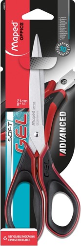 Maped schaar Advanced Softgel, ft 21 cm, rechts, scherpe punt, RVS, zwart/rood, blister van 1 stuk-2