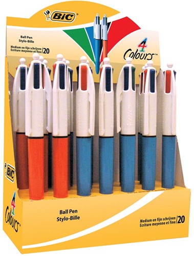 Bic 4 Colours Original stylo bille 4 couleurs, fine et moyen, 4 couleurs d'encre classique, boîte de 20 p