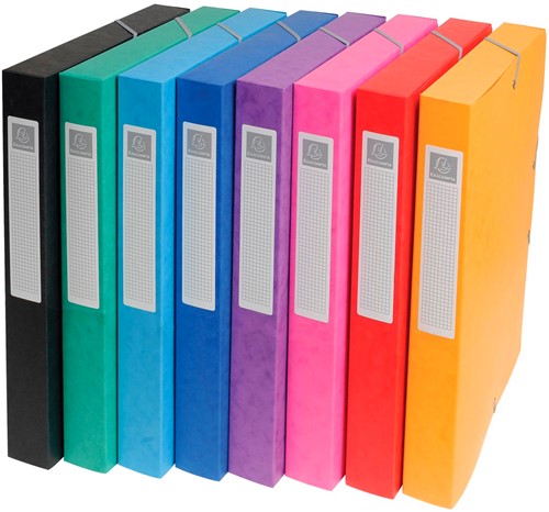 Exacompta boîte de classement Exabox 8 couleurs assorties: jaune, rouge, rose, pourpre, bleu, turquois... 1 Stuk