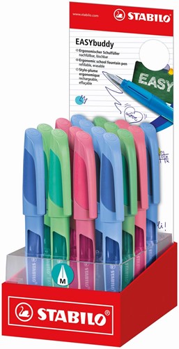 STABILO EASYBuddy stylo plume pastel, présentoir de 16 pièces
