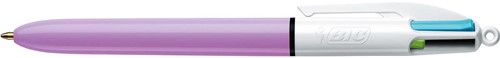 Bic 4 Colours Fun stylo bille 4 couleurs, moyen, 4 couleurs d'encre pastel, corps rose pastel