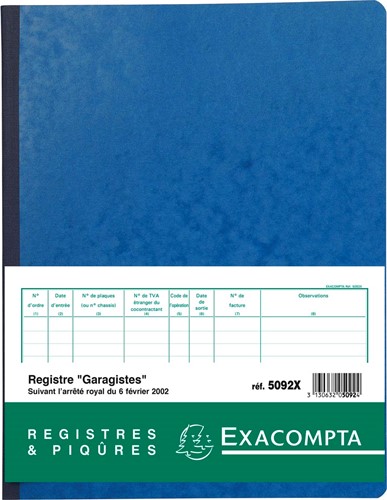 Exacompta register garagist en pomphouder, Franstalig