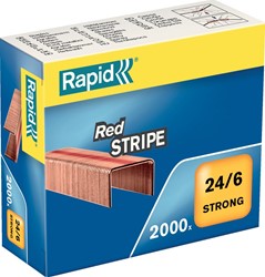 Rapid Nietjes 24/6, Red Stripe, verkoperd, doos van 2000 nietjes 2000 Stuk