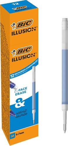 Bic recharge pour roller à encre gel Gel-ocity illusion, boîte de 12 pièces, bleu