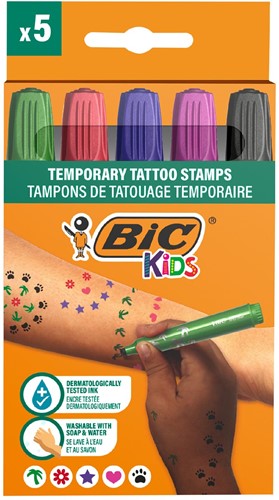 Bic Kids feutres de tatouage temporaire, assortis, set de 5 pièces