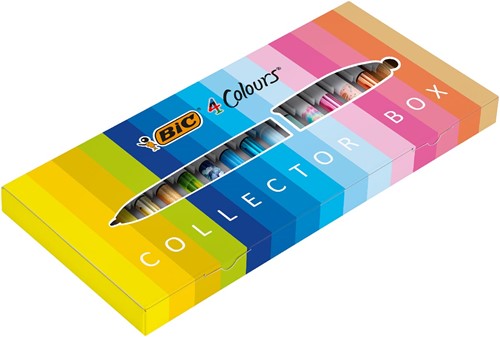 Bic 4 Colours Collector Box stylo bille 4 couleurs, moyen, 4 couleurs d'encre classique, pastel et fashio