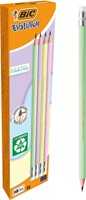 Bic crayon graphite Evolution Pastel HB avec gomme, boîte de 12 pièces, assorti