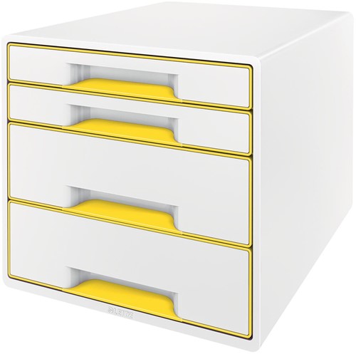 Leitz bloc à tiroirs WOW, 4 tiroirs, blanc/jaune