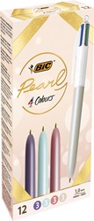 Bic stylo bille 4 couleurs Pearl, boîte de 12 pièces, assorti