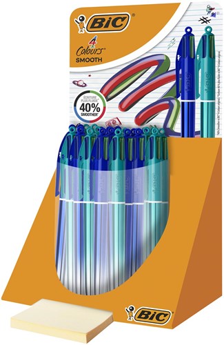 BIC Colours Smooth Gradiant stylo bille 4 couleurs, moyen, bleu et vert, display de 30 pièces