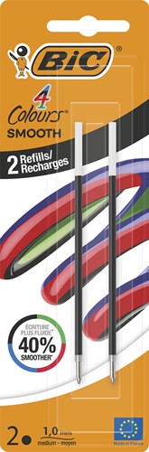 Bic recharge pour stylo bille 4 Colours Smooth, medium, blister de 2 pièces, noir