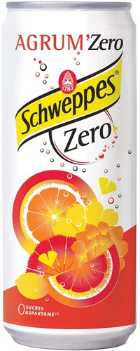 Schweppes Agrum Zero frisdrank, blik van 33 cl, pak van 24 stuks