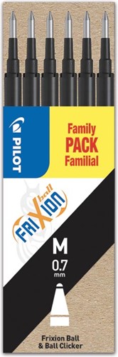 Pilot vulling voor Frixion Ball en Frixion Ball Clicker zwart, etui met 6 stuks