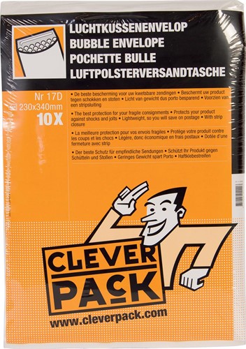 Cleverpack enveloppes à bulles d'air, ft 230 x 340 mm, avec bande adhésive, blanc, paquet de 10 pièces 10 Stuk