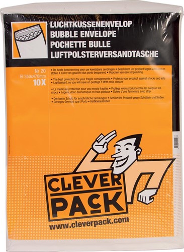 Cleverpack enveloppes à bulles d'air, ft 350 x 470 mm, avec bande adhésive, blanc, paquet de 10 pièces 10 Stuk