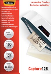 Fellowes pochette à plastifier Capture125 ft 65 x 95 mm, 250 microns (2 x 125 microns), paquet de 100 100 Stuk