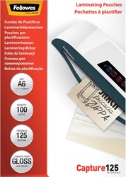Fellowes pochette à plastifier Capture125 ft A6, 250 microns (2  x 125 microns), paquet de 100 pièces 100 Stuk