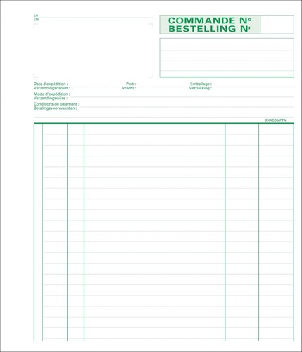 Exacompta commandes, ft 21 x 18 cm, billingue, dupli (50 x 2 feuilles)