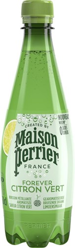 Perrier aromatiserend bruiswater smaak limoen, fles van 50 cl, pak van 24 stuks
