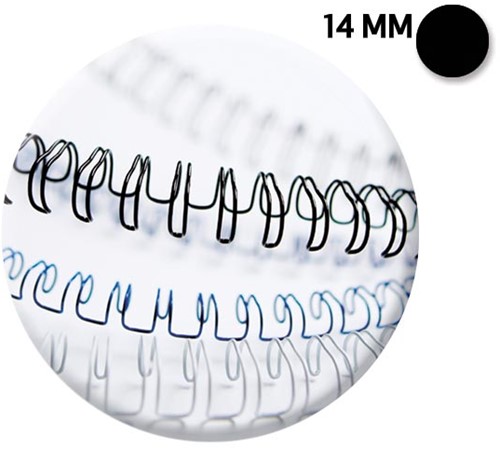 Fellowes peignes métalliques, boîte de 100 pièces, 14 mm, noir 100 Stuk