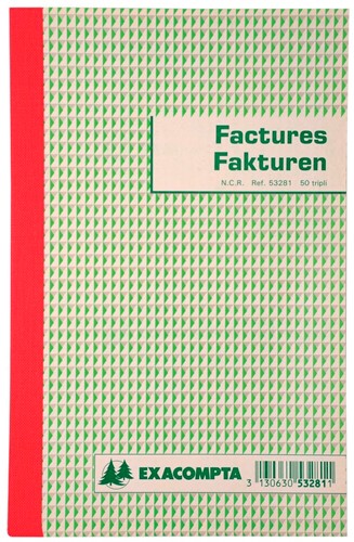 Exacompta factuurboek, ft 21x13,5 cm, tweetalig, tripli (50 x 3 vel)