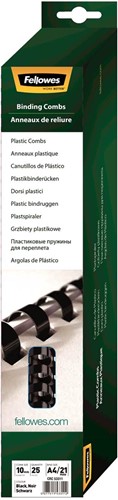 Fellowes reliures, paquet de 25 pièces, 10 mm, noir 25 Stuk
