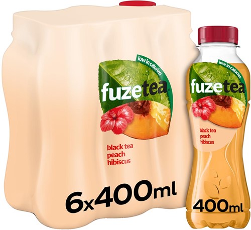 Fuze Tea boisson rafraîchissant, non pétillant,  bouteille de 40 cl, paquet de 24 pièces, pêche hibiscus