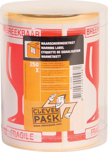 Cleverpack etiketten fragile, paquet de 250 pièces 250 Stuk