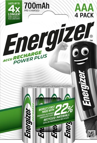 Energizer piles rechargeables Power Plus AAA, blister de 4 pièces