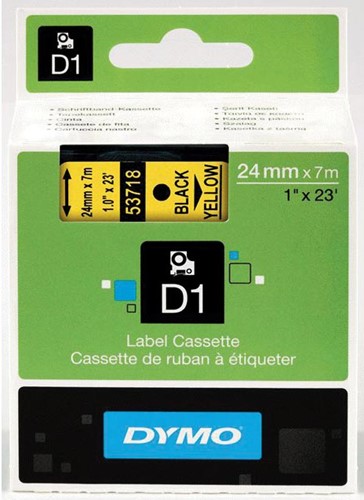Dymo D1 ruban permanente polyester 24 mm, noir sur jaune 1 Stuk