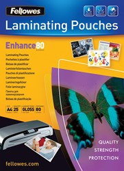 Fellowes pochette à plastifier, ft 210 x 297 mm, 160 microns (2 x 80 microns), brillante, paquet de 25 pi 25 Stuk