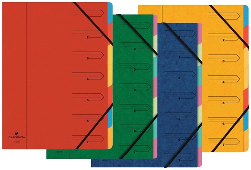 Exacompte Trieur-classeur 7 compartiments, couleurs assorties