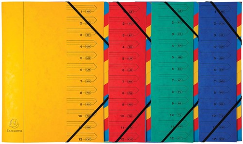 Exacompte Trieur-classeur 12 compartiments, couleurs assorties