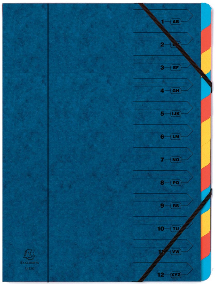 Exacompte Trieur-classeur 12 compartiments, bleu Meyer