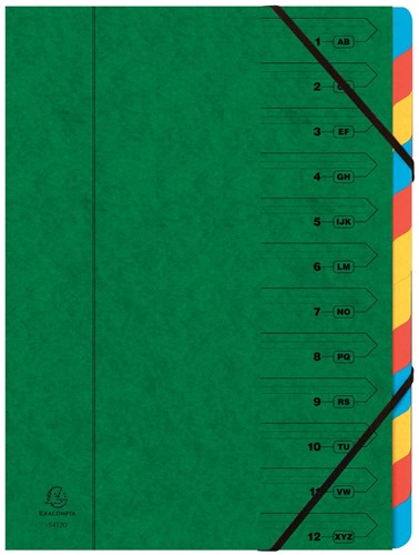 Exacompte Trieur-classeur 12 compartiments, vert