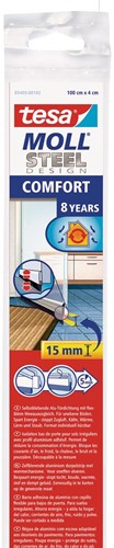 Tesa Moll Comfort bande de seuil avec système à ressort, 1 m x 40 mm, acier inoxydable