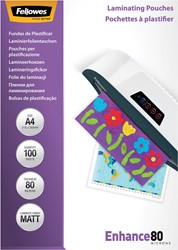 Fellowes pochette à plastifier Enhance80 ft A4, 160 microns (2 x 80 microns), paquet de 100 pièces, mate 100 Stuk