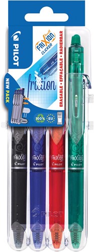 Roller rétractable Pilot FriXion Ball Clicker Set 2 Go, pointe medium, 0,7 mm, blister de 4 pièces 4 Stuk