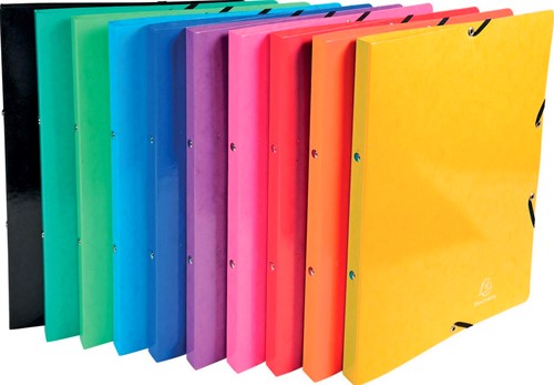 Exacompta Iderama classeur à anneaux, pour ft A4, 2 anneaux de 15 mm, avec élastiques, couleurs assorties