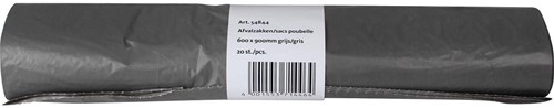 Sac poubelle 25 microns, ft 60 x 90 cm, 70 litres, gris, rouleau de 20 pièces