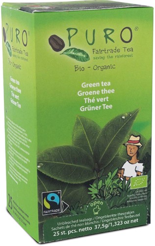Puro Bio thé, thé vert, du commerce équitable, paquet de 25 sachets
