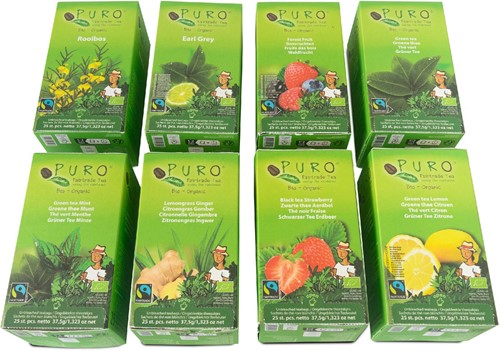 Puro Bio thé, assorti, du commerce équitable, 8 paquets de 25 sachets