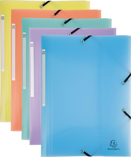 Exacompta Chromaline chemise à rabats avec 3 rabats, avec étiquette, couleurs pastel assorties