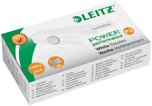 Agrafes Leitz Power Performance P3 blanches, boîte de 1000 pcs 1000 Stuk