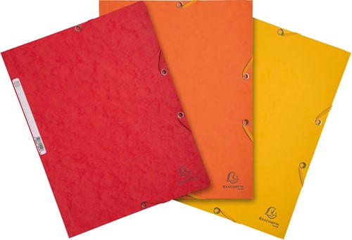 Exacompta chemisa à rabats en carton, ft A4, 3 rabats, set de 3 pièces en 3 teintes d'orange (Soleil)