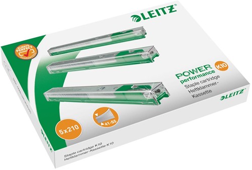 Leitz Power Performance K10 cartridge, 10mm pootlengte, 210 nietjes per cartridge 1050 Stuk