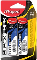 Maped Black'peps potloodstiften, 0,5 mm, HB, blister van 2 etuis van 12 stuks